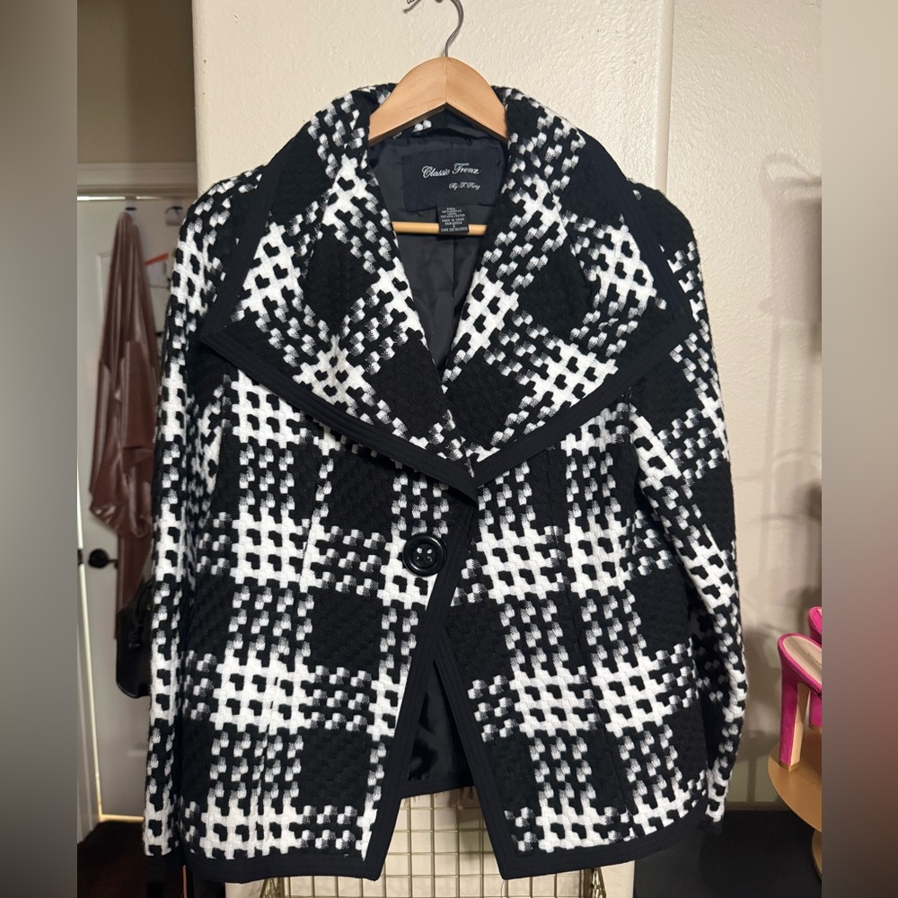 Classic Black and White Plaid Women's Jacket
